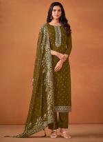 Georgette Mahendi Festival Wear Embroidery Work Salwar Suit
